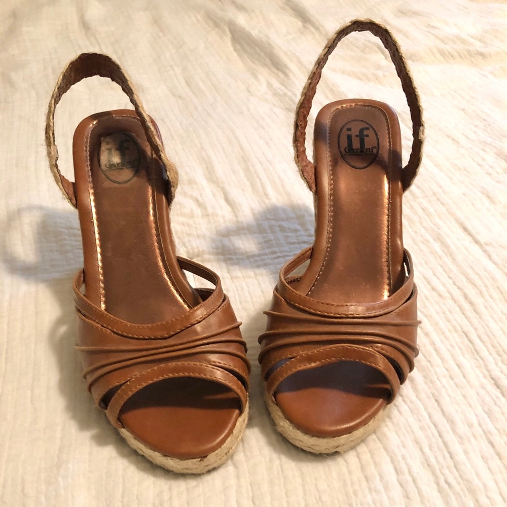Brown Woven Wedges